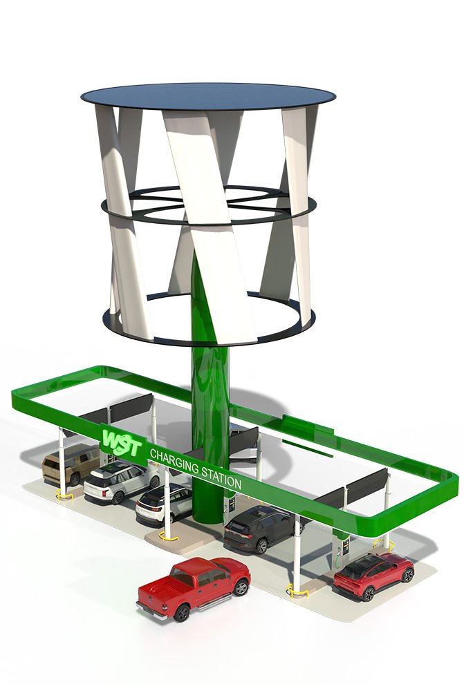 Wind & Solar Tower™ with charging queue